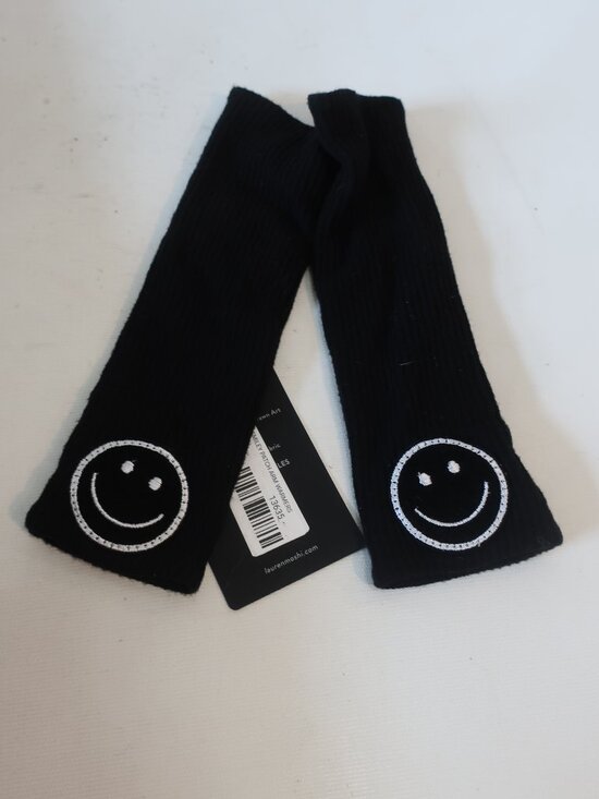 Lauren Moshi Accessories - NWT Lauren Moshi Black Meliani Smiley Patch (Item-4) Ribbed Fingerless Gloves OS